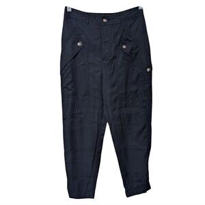 NWT Express pants women's size 4 cargo super high rise button fly black relaxed